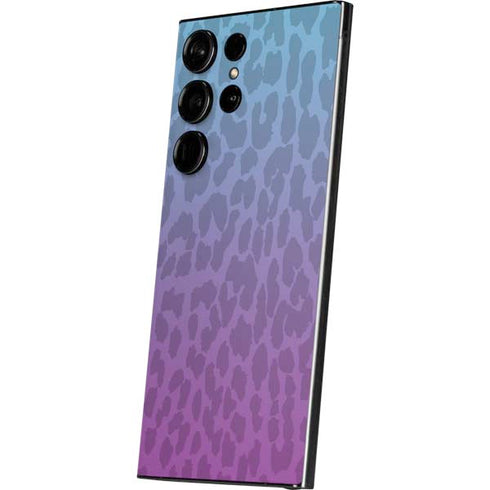 Cheetah Print Purple and Blue Galaxy S25 Ultra Skin